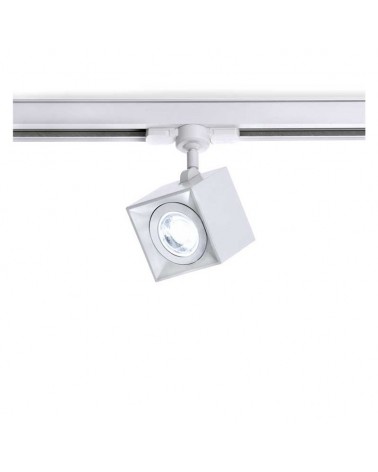 Track spotlight 8cm extruded aluminum cube shape GU10 dimmable and oscillating single-phase adapter