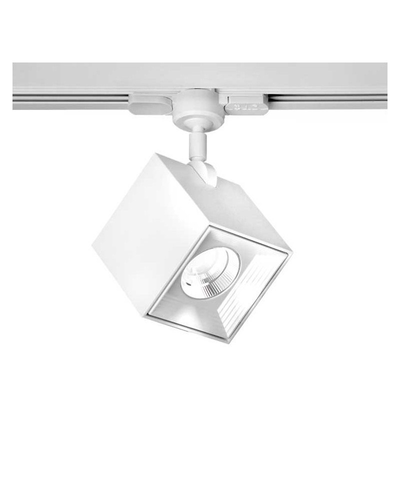 Track spotlight 8cm extruded aluminum cube shape GU10 dimmable and oscillating single-phase adapter