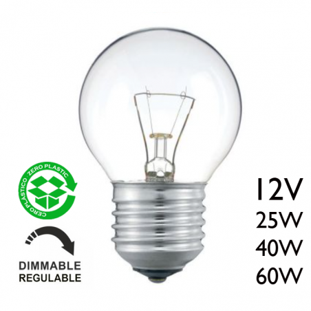 Clear round bulb 12V E27 filament