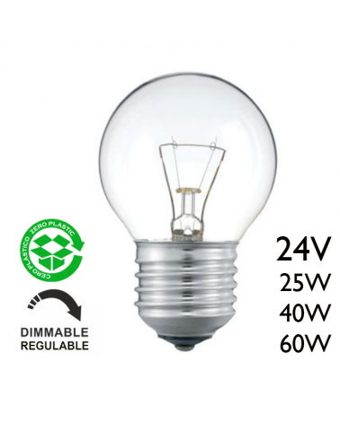24V E27 clear round filament bulb