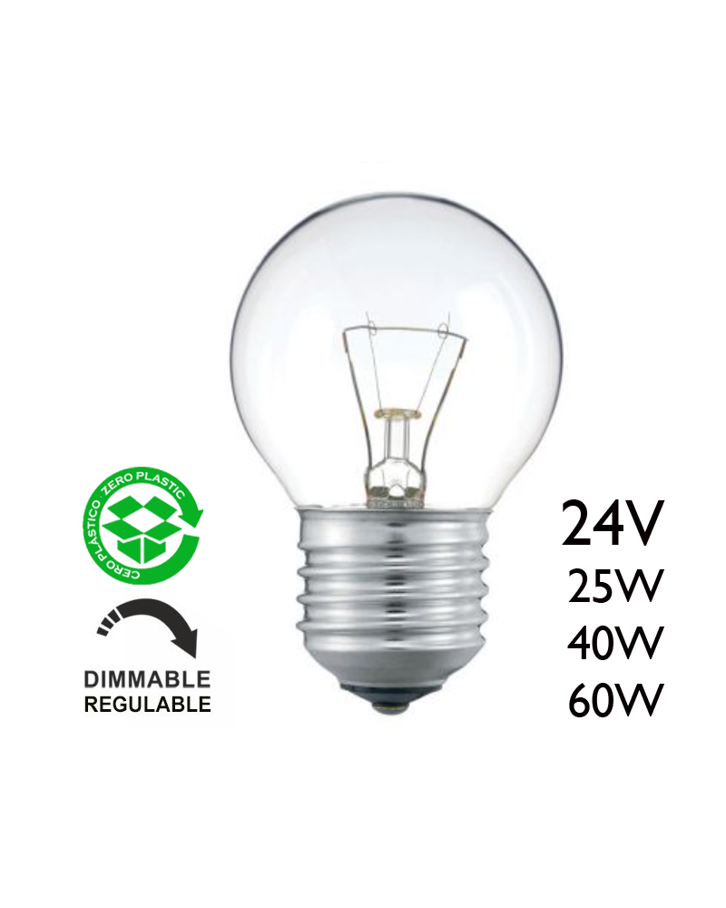 24V E27 clear round filament bulb