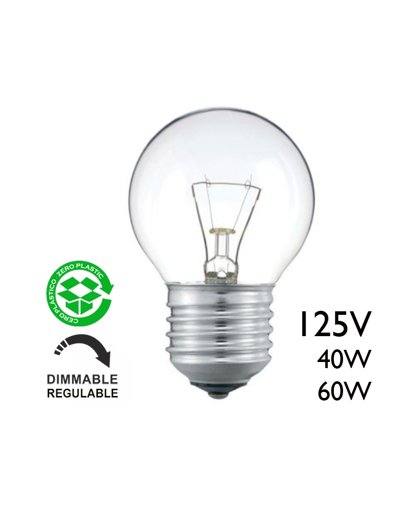 Clear round bulb 125V E27 filament
