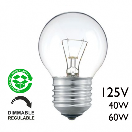 Clear round bulb 125V E27 filament