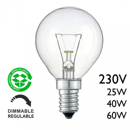 Clear round bulb 230V 25W E14 filament