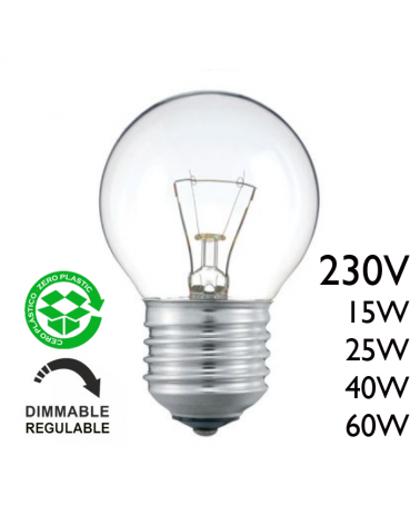 Clear round bulb 230V E27 filament