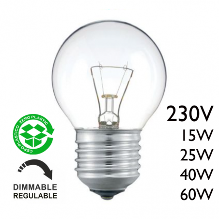 Clear round bulb 230V E27 filament