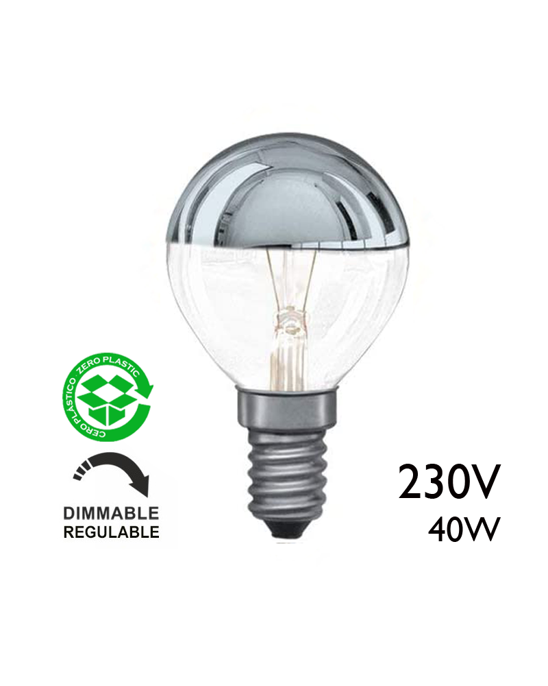 round bulb with silver dome 40W E14 230V