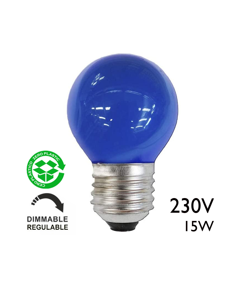 Blue round bulb 15W 230V E27