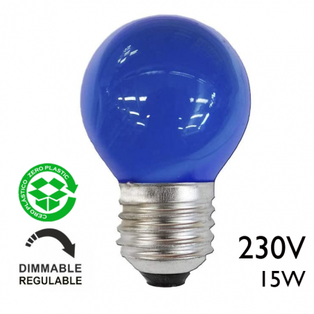 Blue round bulb 15W 230V E27