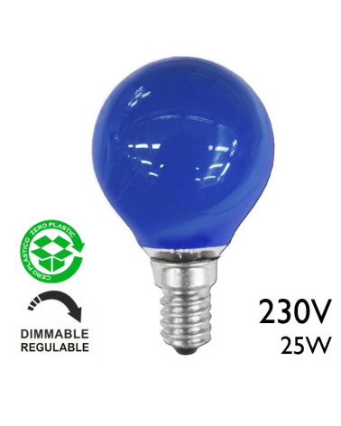 Blue round light bulb 25W E14 230V