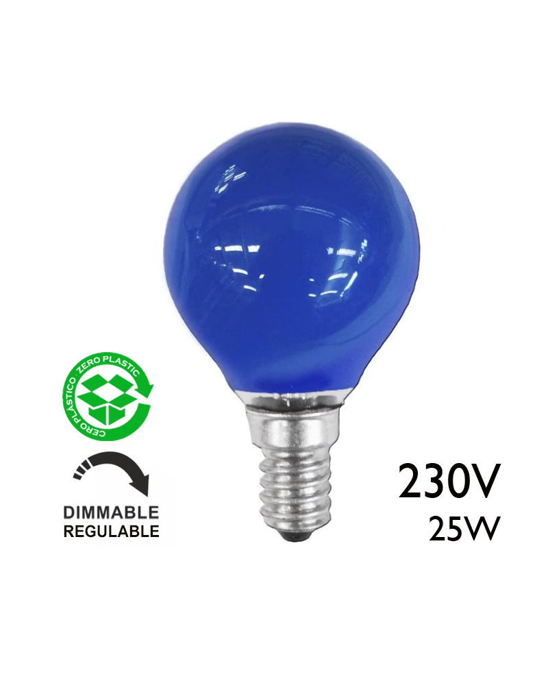 Blue round light bulb 25W E14 230V
