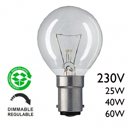 Round bulb socket B22 230V clear