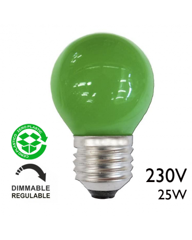 Green round light bulb 25W E27 230V