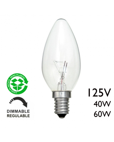 Incandescent candle lamp 125V E14 clear