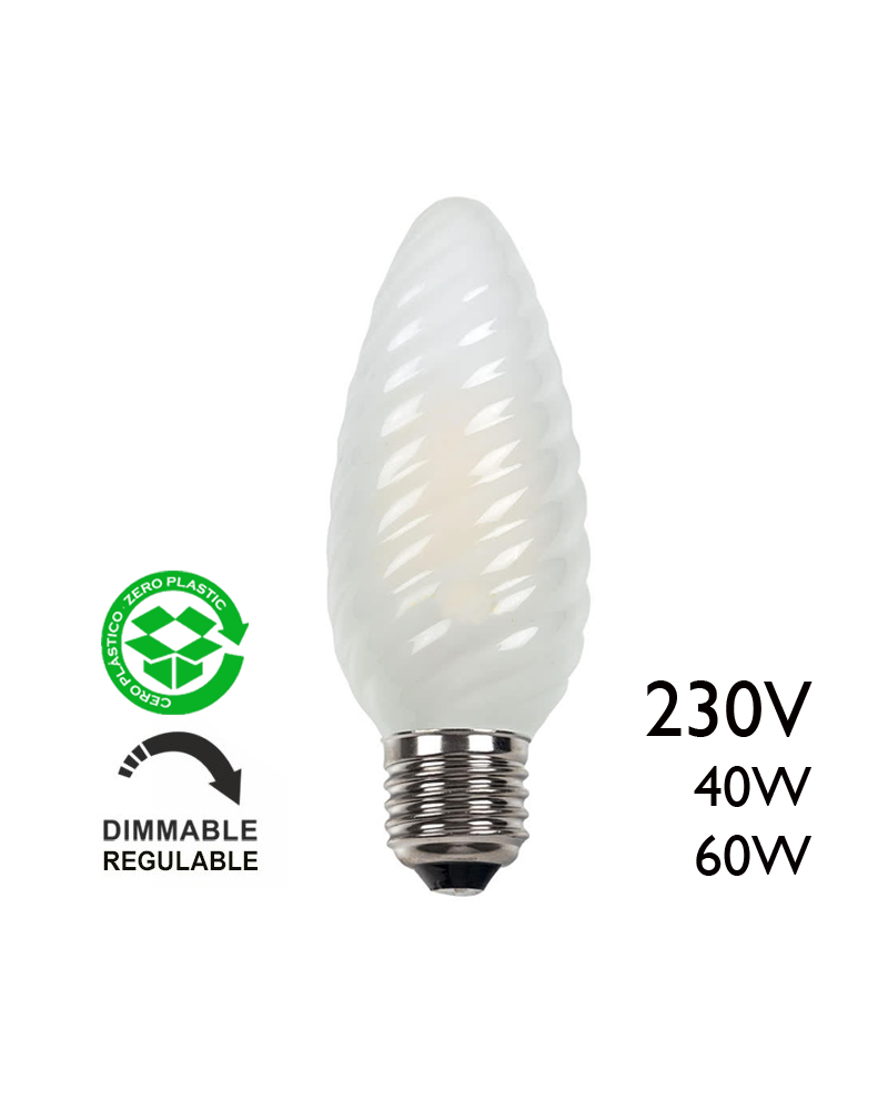 Giant matt curly candle lamp 60W and 40W E27 14cms 230V