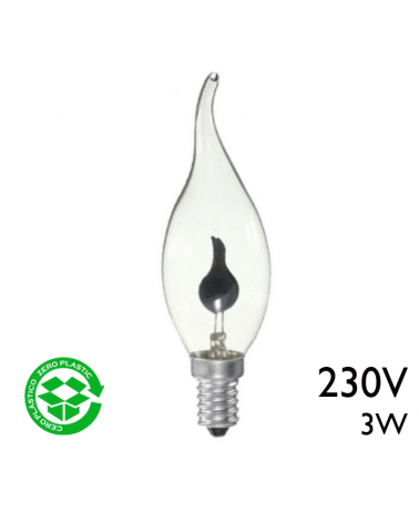 Clear oscillating candle bulb 3W E14 230V diameter 32mm