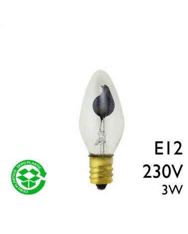 Clear oscillating candle bulb 3W socket E12 230V diameter 20mm