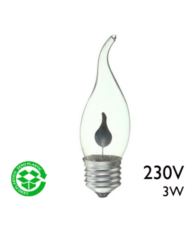 Clear oscillating candle bulb 3W E27 230V diameter 32mm