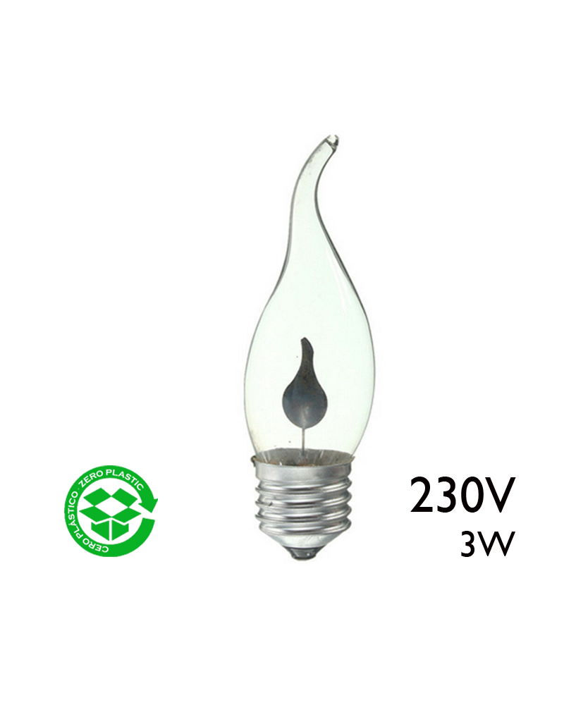Clear oscillating candle bulb 3W E27 230V diameter 32mm