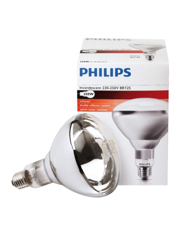 Lámpara infrarrojos Philips IR250CH BR125 230-250V E27 blanca