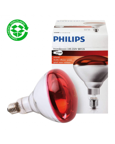 Lámpara infrarrojos Philips Incandescente 250W BR125  E27