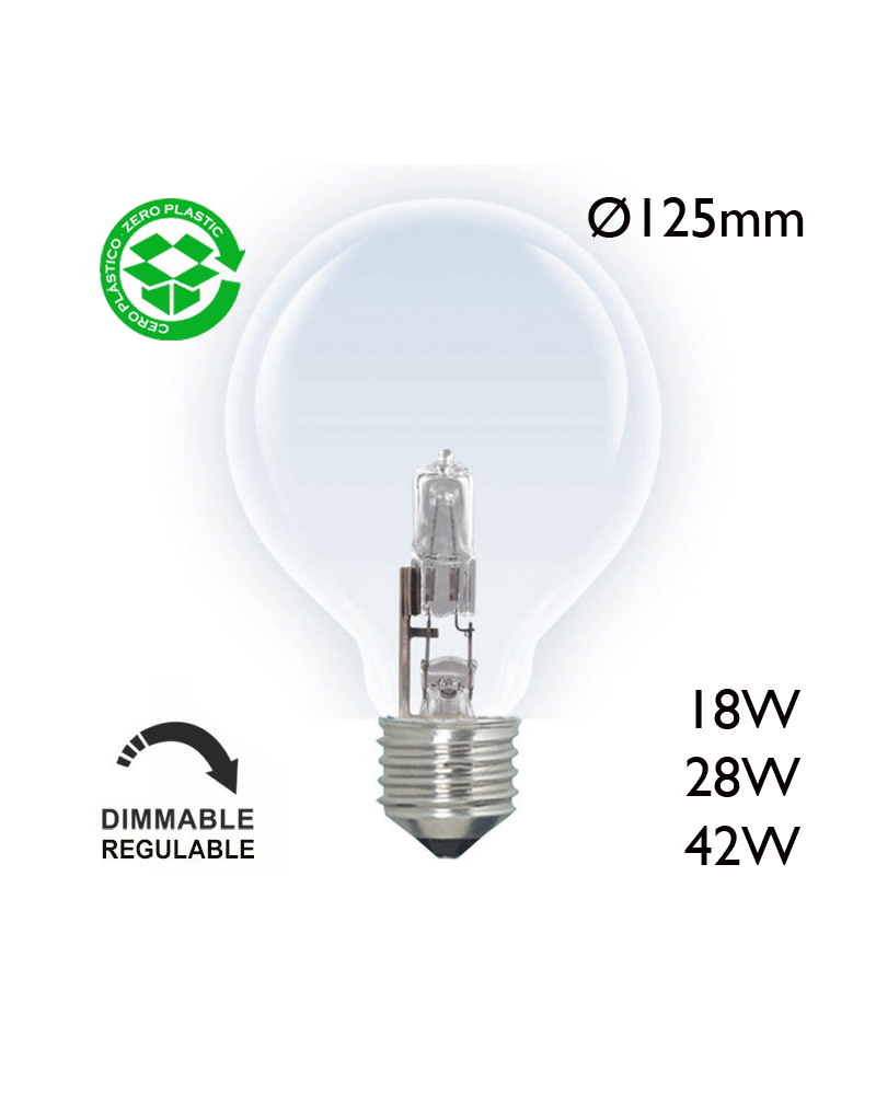 Clear halogen globe bulb 125mm E27