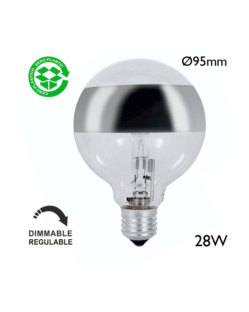 Globe bulb 95 mm. E27 Halogen Filament Ring Mirror