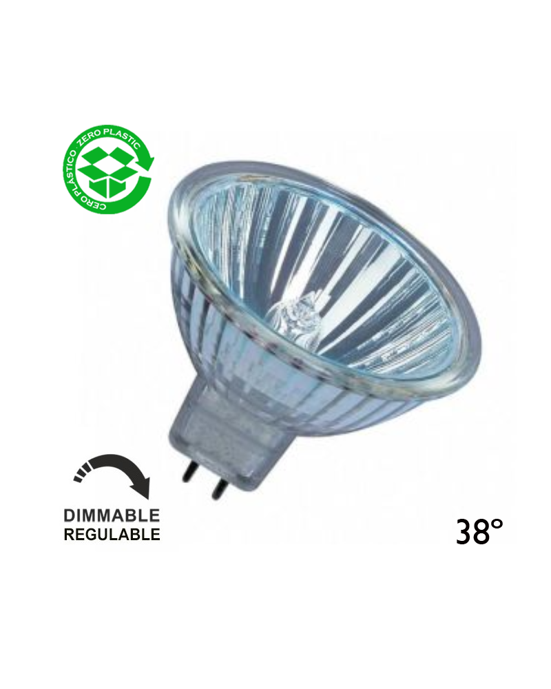 Spotlight bulb halogen 12V Dimmable GU5.3 38º glass finish 4000h