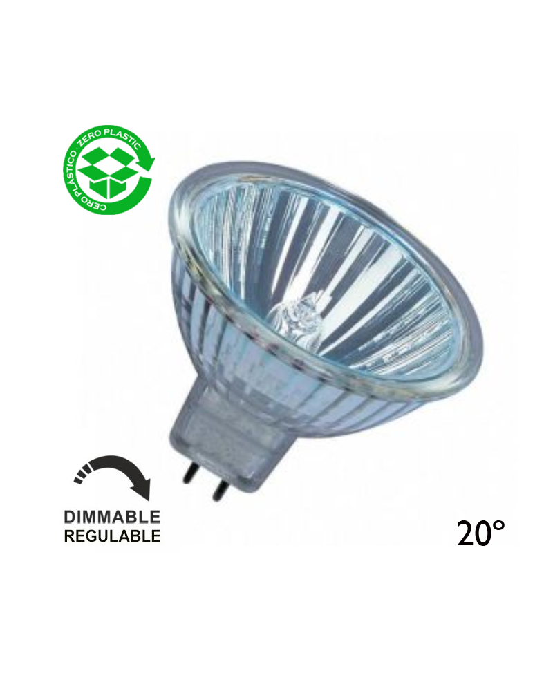 Spotlight bulb halogen 12V Dimmable GU5.3 20º glass finish 4000h