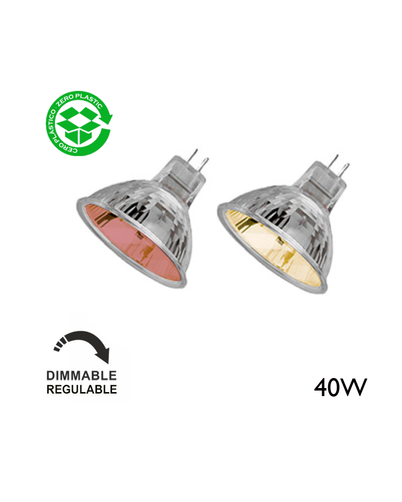 Spotlight bulb halogen 12V Dimmable 40W GU5.3 20º colored glass finish