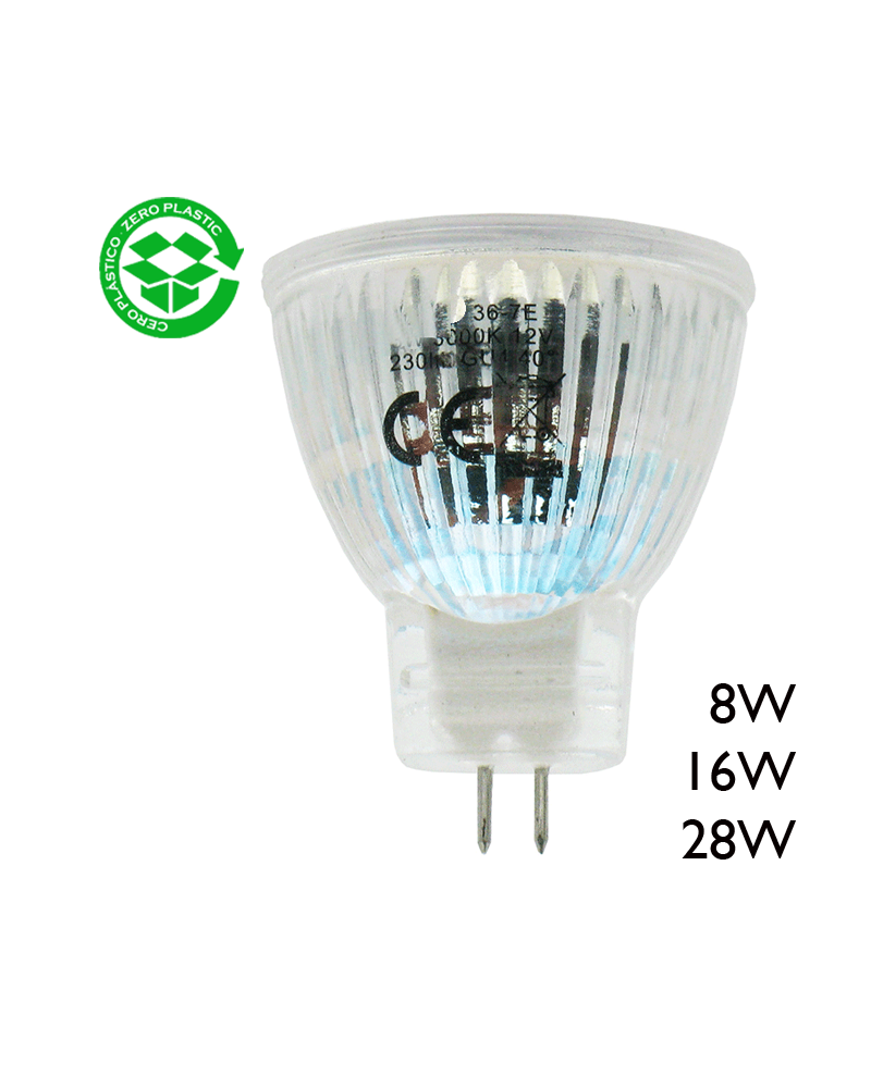 Spotlight bulb halogen 12V Dimmable 40W GU4 30º glass finish