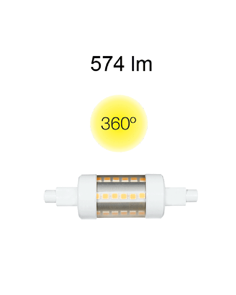 LED 5W Tubular linear IP44 78 mm. R7S 360º 4,000K 574 Lm.
