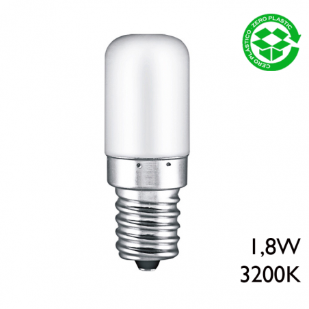 Bombilla tubular  LED E14 1,8W 130Lm 3200K  luz cálida