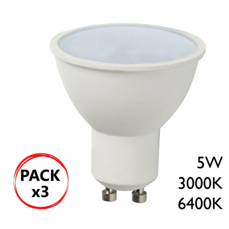 Kit 3 bombillas dicroicas LED 5W GU10