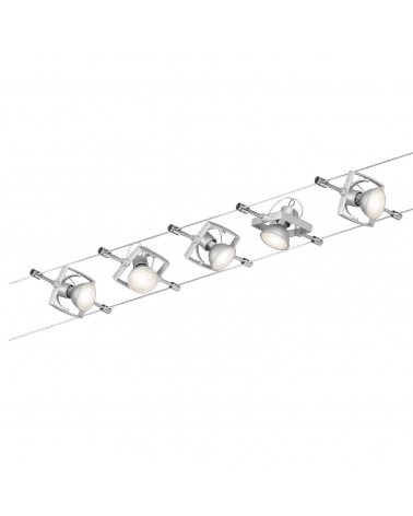 Cable system matt chrome square frame 5 spotlights max. 10W GU5.3