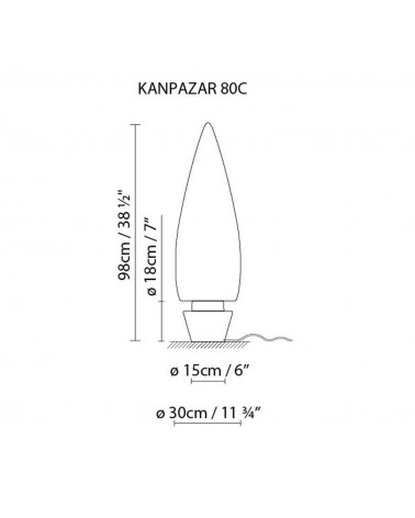 Lámpara de pie exterior forma cónica blanca Kampazar 80 con base de hormigón portátil IP65