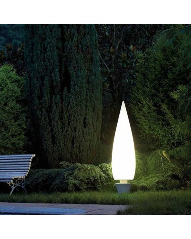 Outdoor floor lamp conical shape white Kampazar 80 with portable concrete base IP65