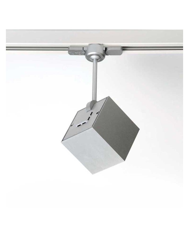 Track spotlight 8cm extruded aluminum cube shape LED 2700K 956Lm dimmable and oscillating with three-phase adapter driver