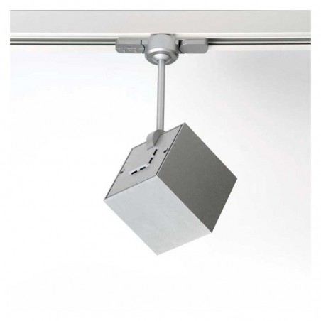 Track spotlight 8cm extruded aluminum cube shape LED 2700K 956Lm dimmable and oscillating with three-phase adapter driver