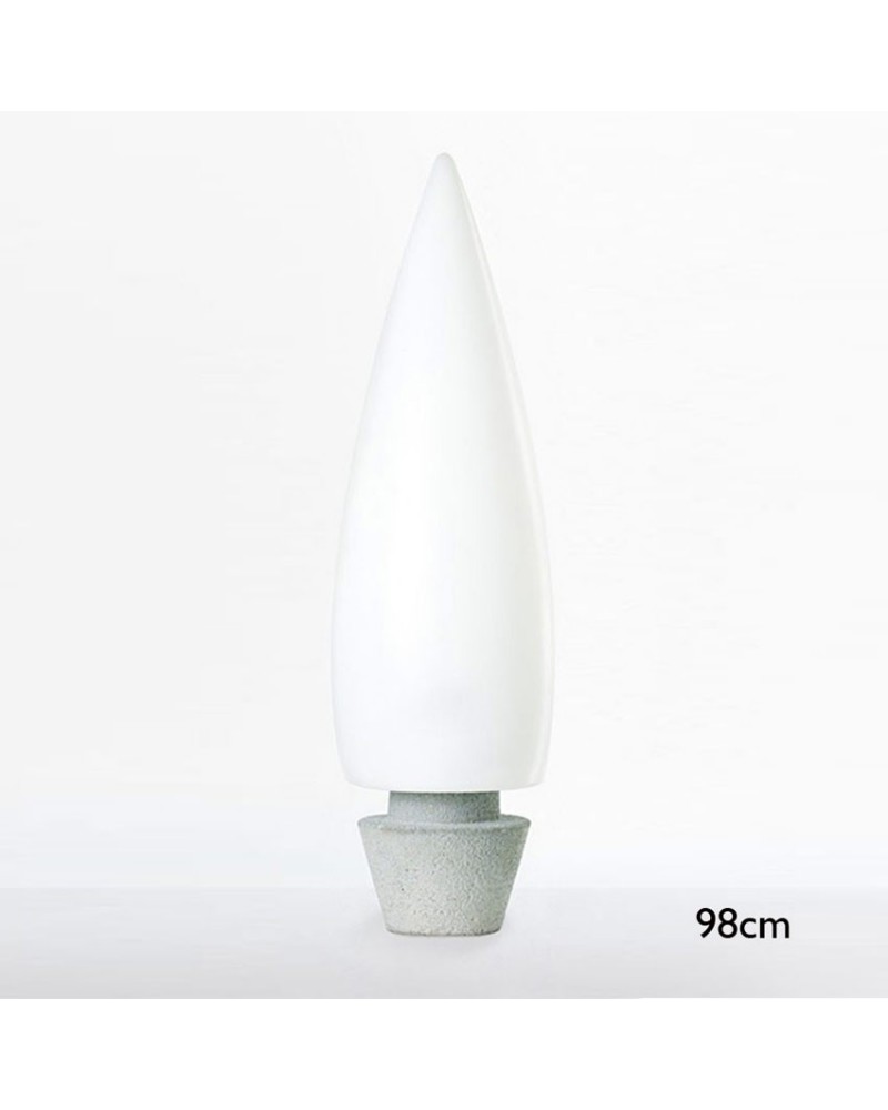 Lámpara de pie exterior forma cónica blanca Kampazar 80 con base de hormigón portátil IP65