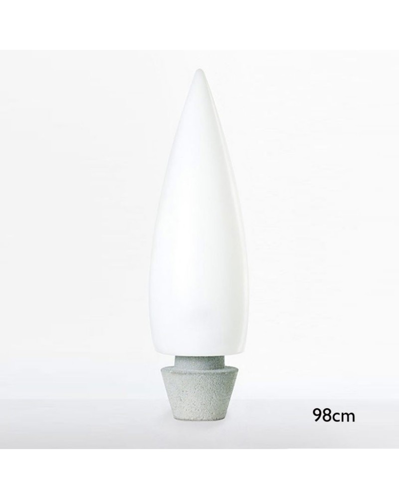 Outdoor floor lamp conical shape white Kampazar 80 with portable concrete base IP65