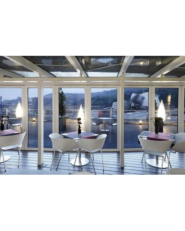 Outdoor floor lamp conical shape white Kampazar 150 portable IP65