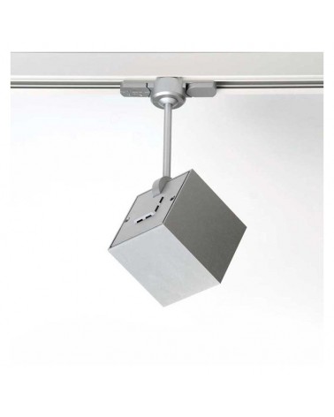 Track spotlight 8cm extruded aluminum cube shape GU10 dimmable and oscillating three-phase adapter