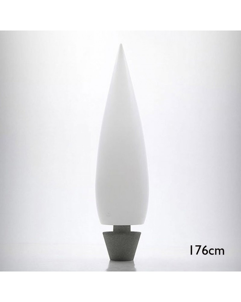 Outdoor floor lamp conical shape white Kampazar 150 with IP65 portable concrete base