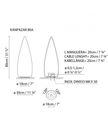 White conical shape outdoor floor lamp Kampazar 80 IP65 floor fixing