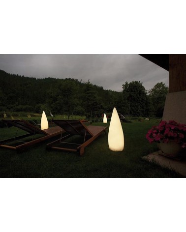 White conical shape outdoor floor lamp Kampazar 80 IP65 floor fixing