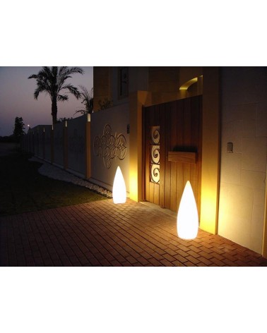 White conical shape outdoor floor lamp Kampazar 80 IP65 floor fixing