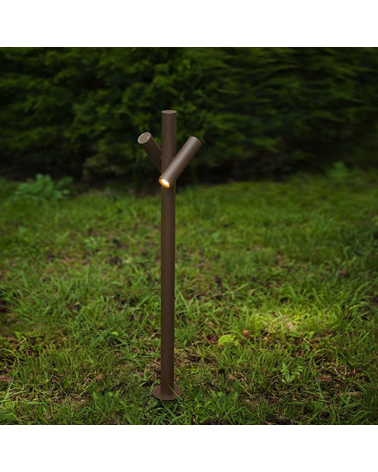 Outdoor beacon Tube 90 cm high finished in corten with 2 rotating LED spotlights of 4.5W 3000K IP55