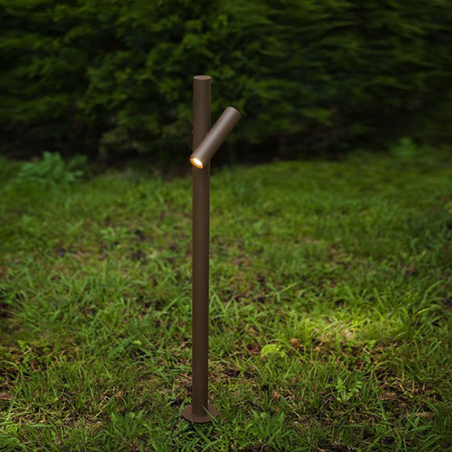 Outdoor beacon Tube 90 cm high finished in corten with rotating LED spotlight corten finish 4,5W 3000K IP55