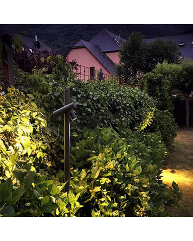 Outdoor beacon Tube 180 cm high finished in khaki with 2 rotating LED spotlights 4.5W 3000K IP55